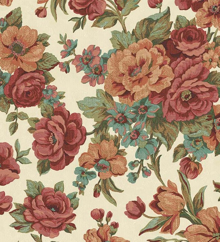 Papel pintado flores románticas barrocas efecto bordado con relieve - Anastasia Garden 676419