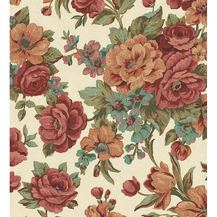 Papel pintado flores románticas barrocas efecto bordado con relieve - Anastasia Garden 676419