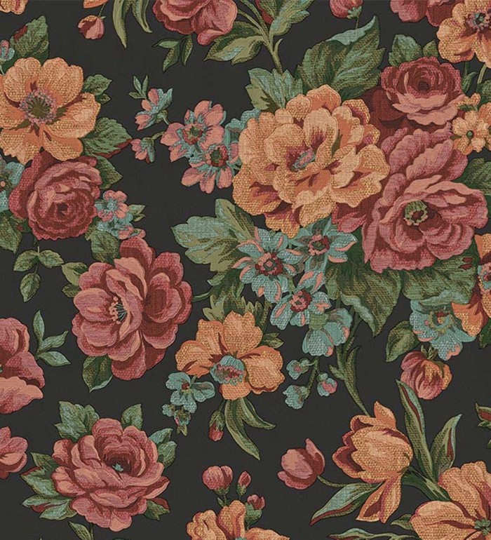 Papel pintado flores románticas barrocas efecto bordado con relieve - Anastasia Garden 676420