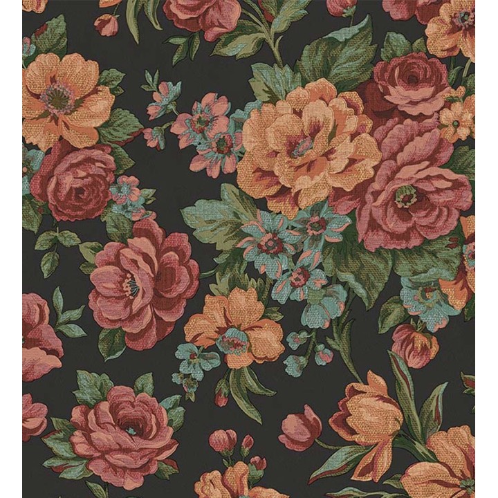 Papel pintado flores románticas barrocas efecto bordado con relieve - Anastasia Garden 676420