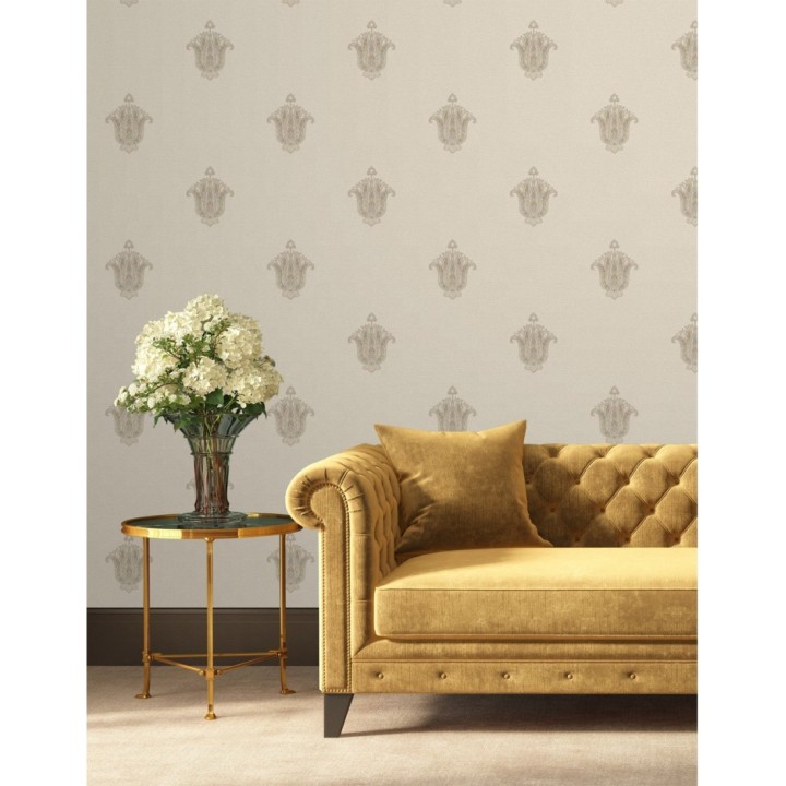 Papel pintado flor hindú efecto bordado con relieve - Alexander 676421