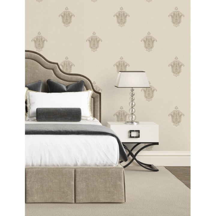 Papel pintado flor hindú efecto bordado con relieve - Alexander 676421