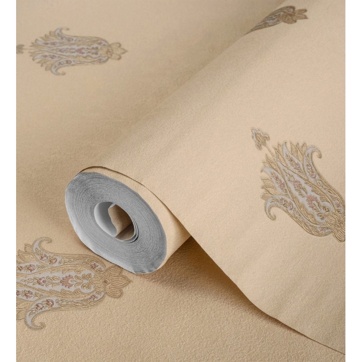 Papel pintado flor hindú efecto bordado con relieve - Alexander 676422