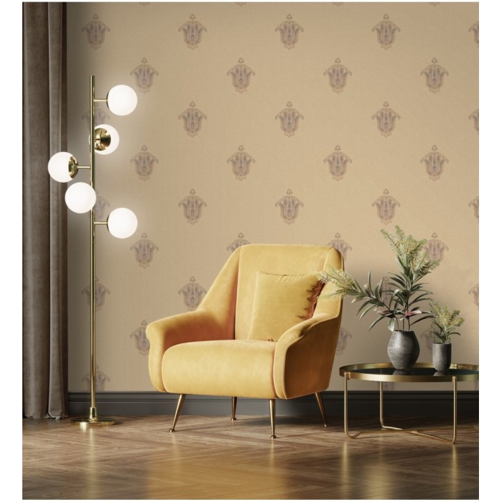 Papel pintado flor hindú efecto bordado con relieve - Alexander 676422