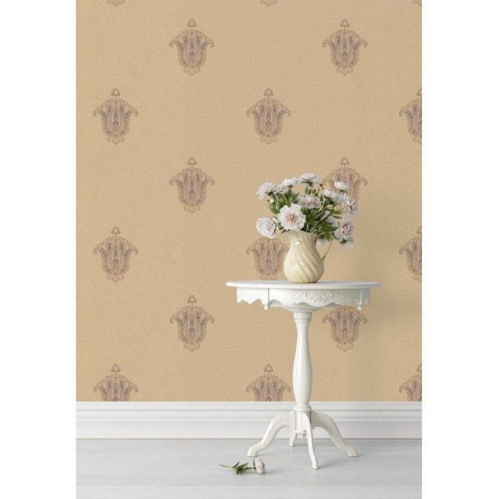 Papel pintado flor hindú efecto bordado con relieve - Alexander 676422