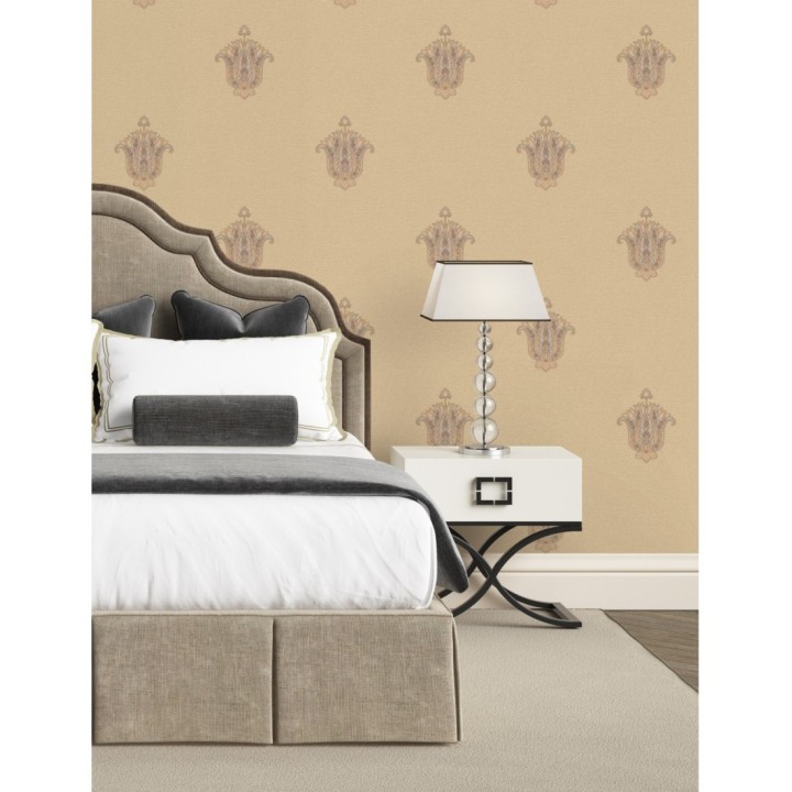 Papel pintado flor hindú efecto bordado con relieve - Alexander 676422