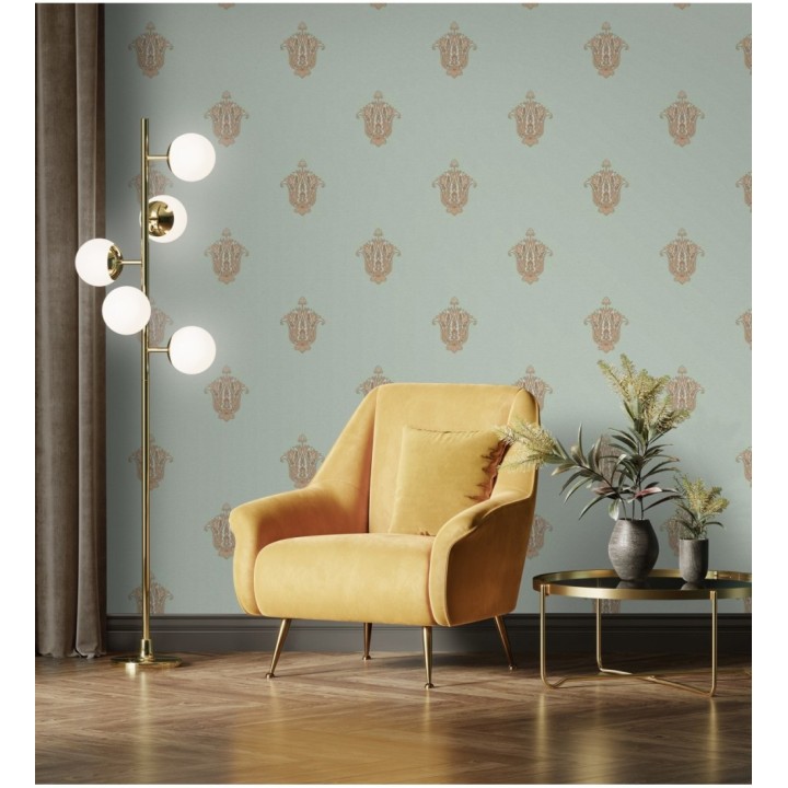 Papel pintado flor hindú efecto bordado con relieve - Alexander 676423