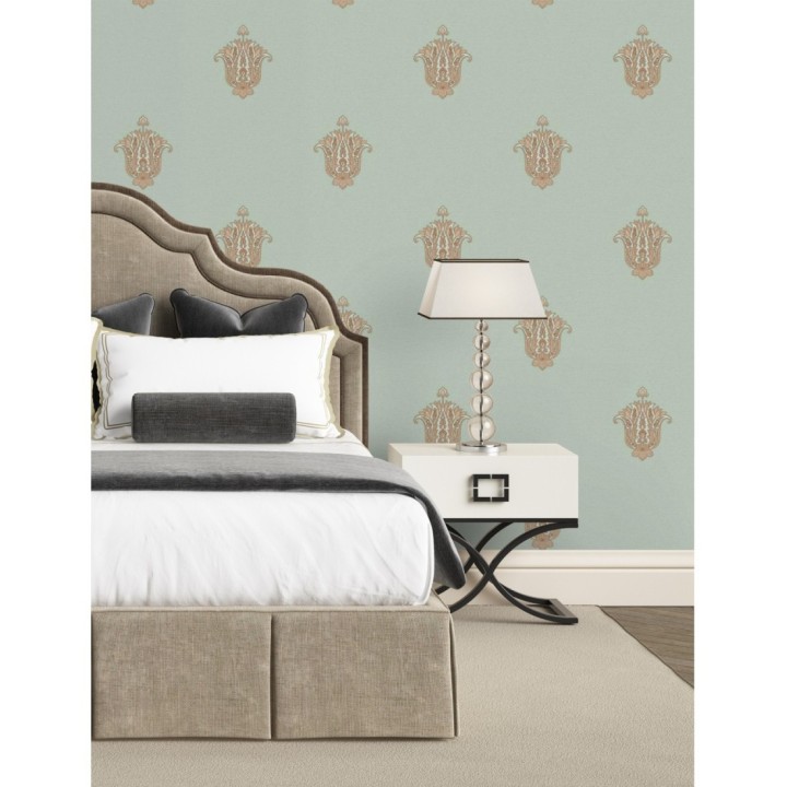 Papel pintado flor hindú efecto bordado con relieve - Alexander 676423