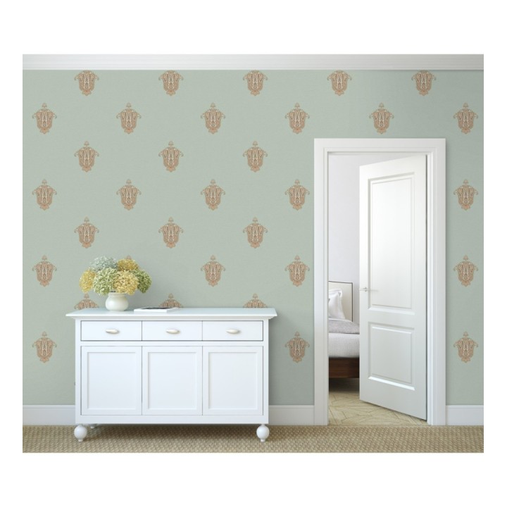 Papel pintado flor hindú efecto bordado con relieve - Alexander 676423