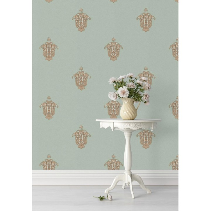 Papel pintado flor hindú efecto bordado con relieve - Alexander 676423