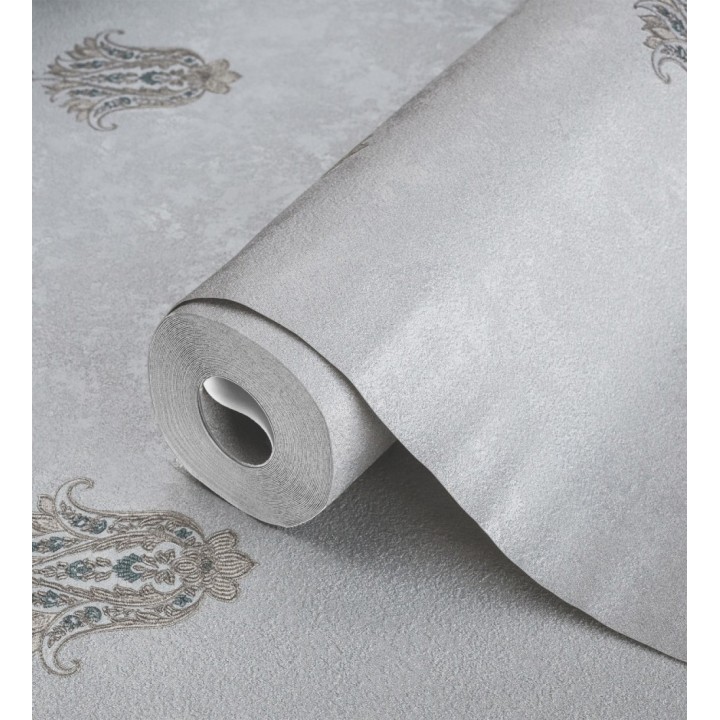 Papel pintado flor hindú efecto bordado con relieve - Alexander 676424