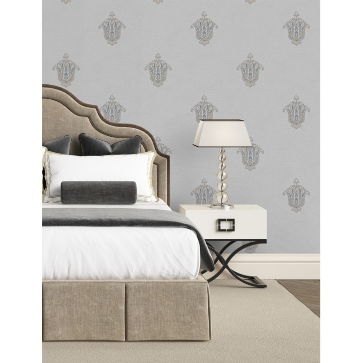 Papel pintado flor hindú efecto bordado con relieve - Alexander 676424