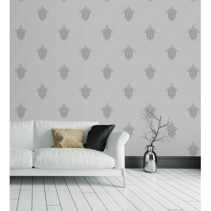 Papel pintado flor hindú efecto bordado con relieve - Alexander 676424