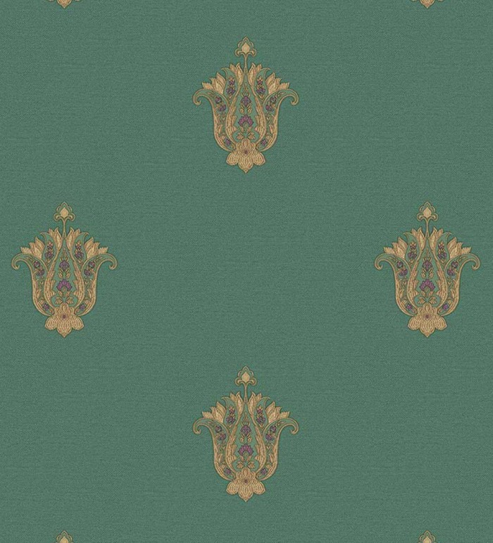 Papel pintado flor hindú efecto bordado con relieve - Alexander 676425