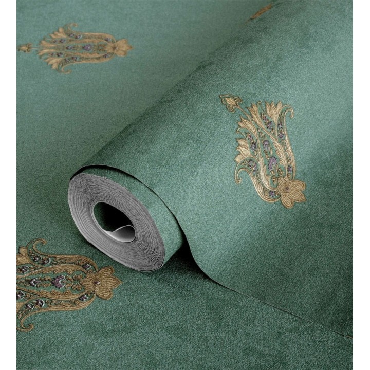 Papel pintado flor hindú efecto bordado con relieve - Alexander 676425