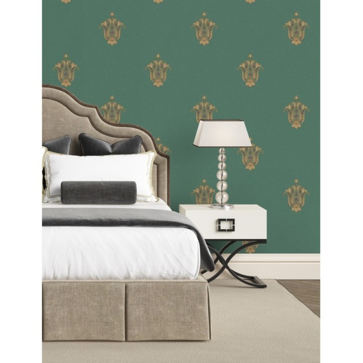 Papel pintado flor hindú efecto bordado con relieve - Alexander 676425