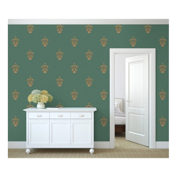 Papel pintado flor hindú efecto bordado con relieve - Alexander 676425