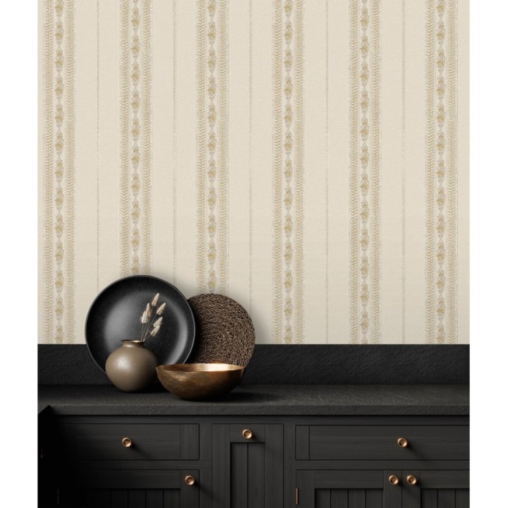 Papel pintado rayas con efecto bordado en relieve - Alexander Stripe 676426