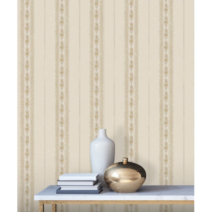 Papel pintado rayas con efecto bordado en relieve - Alexander Stripe 676426