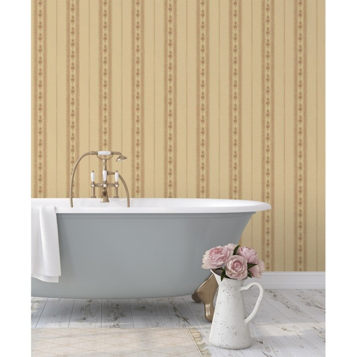 Papel pintado rayas con efecto bordado en relieve - Alexander Stripe 676427