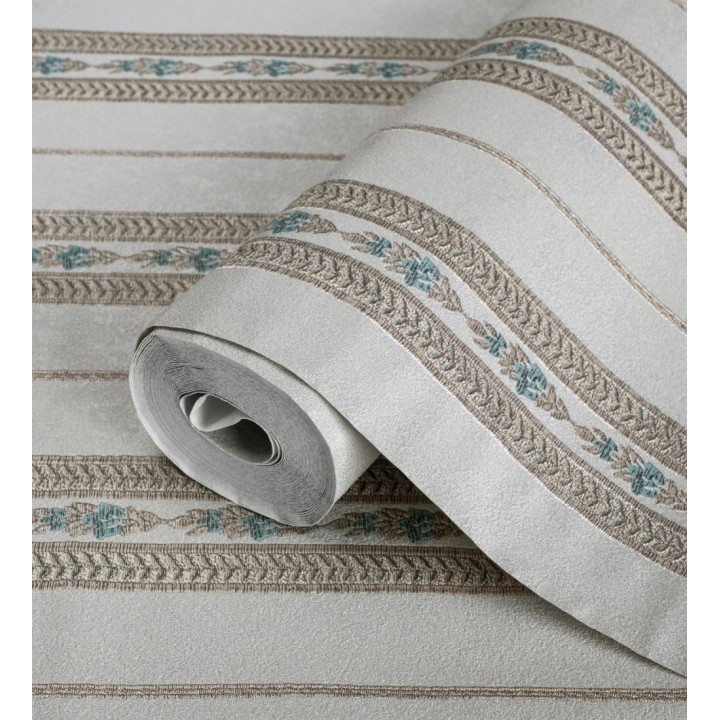 Papel pintado rayas con efecto bordado en relieve - Alexander Stripe 676429