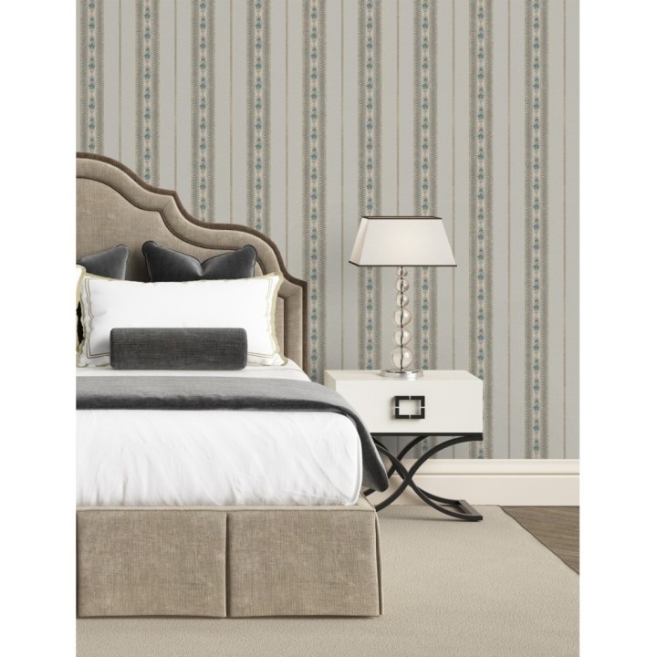 Papel pintado rayas con efecto bordado en relieve - Alexander Stripe 676429