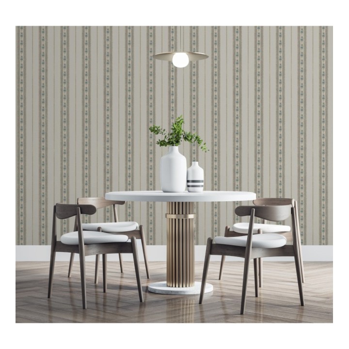 Papel pintado rayas con efecto bordado en relieve - Alexander Stripe 676429
