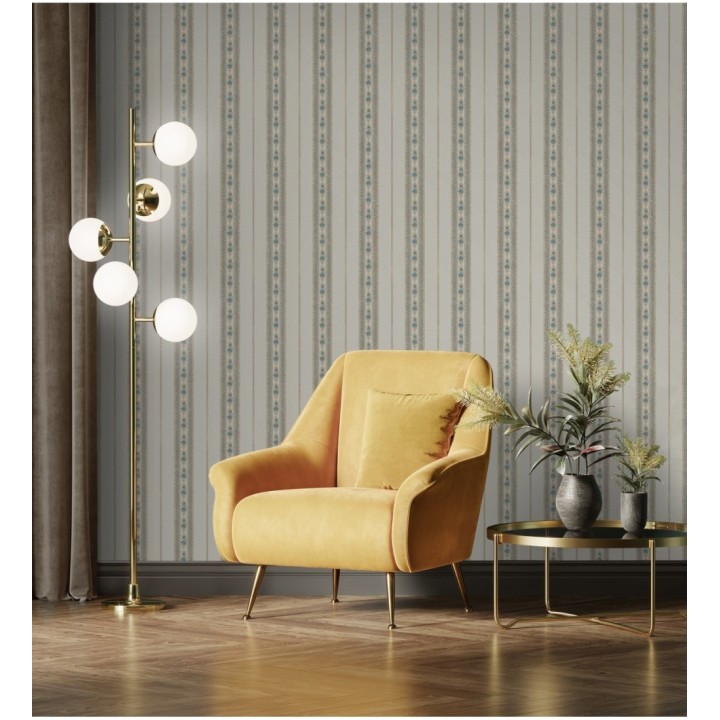 Papel pintado rayas con efecto bordado en relieve - Alexander Stripe 676429
