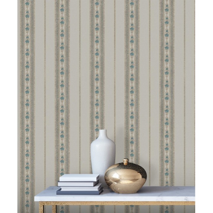 Papel pintado rayas con efecto bordado en relieve - Alexander Stripe 676429