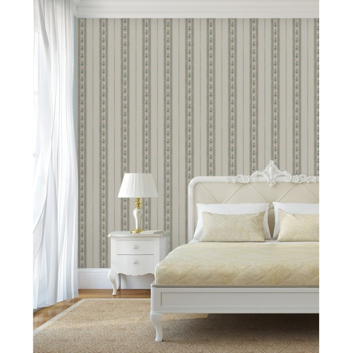 Papel pintado rayas con efecto bordado en relieve - Alexander Stripe 676429