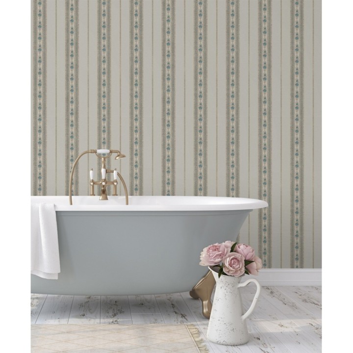 Papel pintado rayas con efecto bordado en relieve - Alexander Stripe 676429