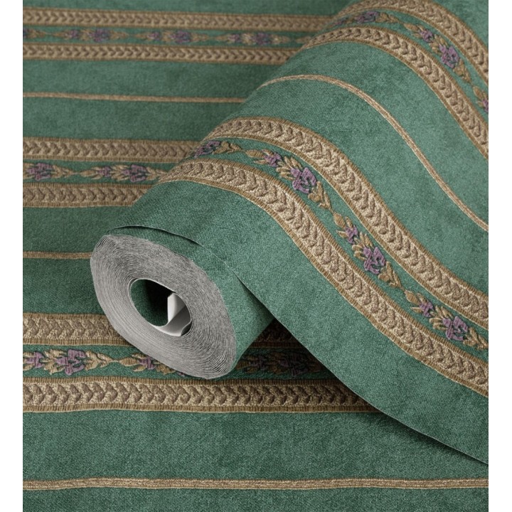 Papel pintado rayas con efecto bordado en relieve - Alexander Stripe 676430