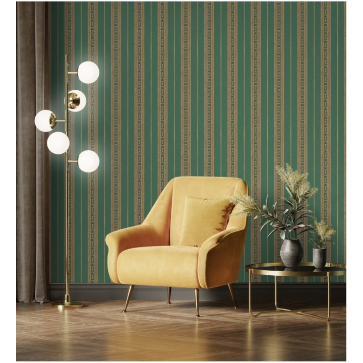 Papel pintado rayas con efecto bordado en relieve - Alexander Stripe 676430