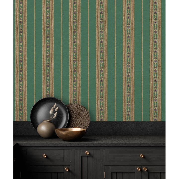 Papel pintado rayas con efecto bordado en relieve - Alexander Stripe 676430
