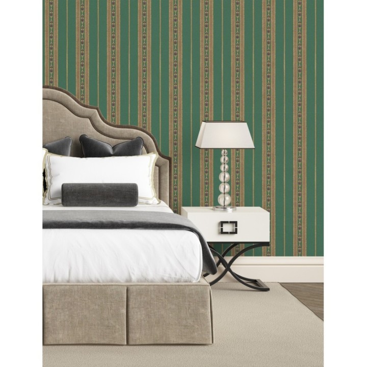 Papel pintado rayas con efecto bordado en relieve - Alexander Stripe 676430