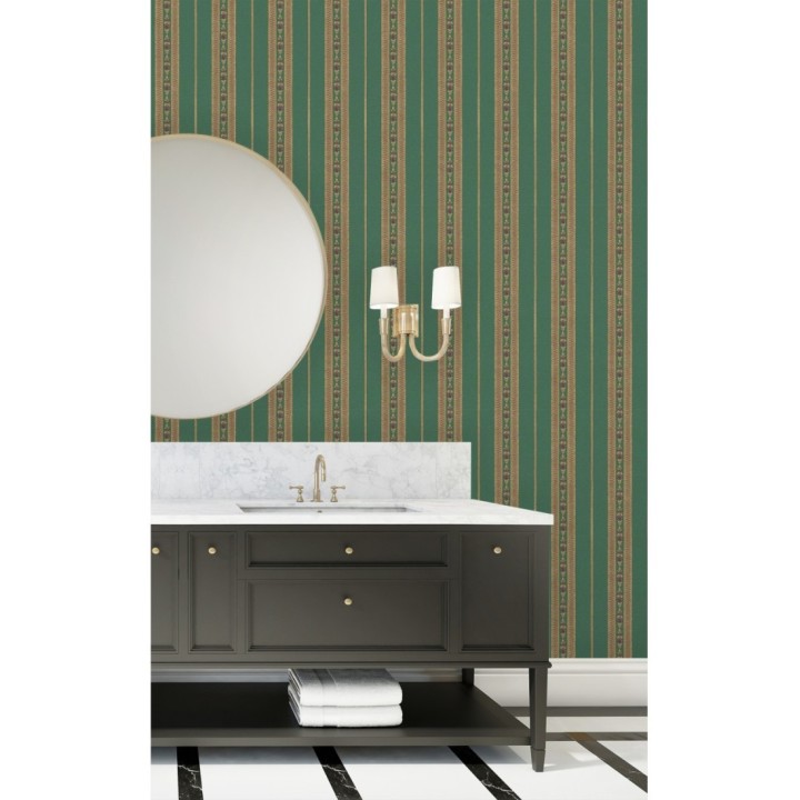 Papel pintado rayas con efecto bordado en relieve - Alexander Stripe 676430