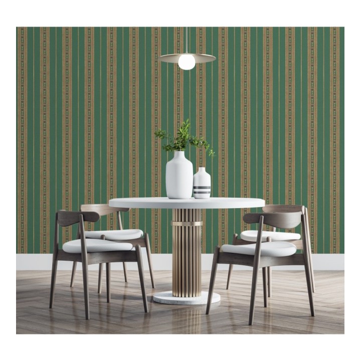 Papel pintado rayas con efecto bordado en relieve - Alexander Stripe 676430