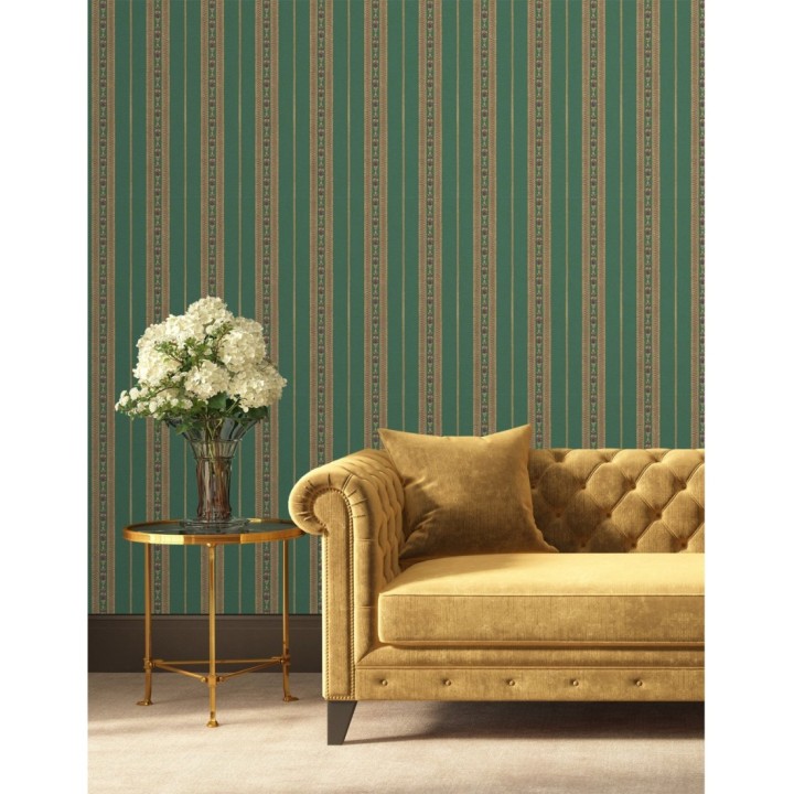 Papel pintado rayas con efecto bordado en relieve - Alexander Stripe 676430