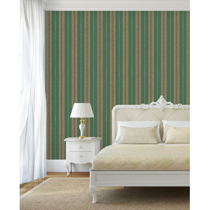 Papel pintado rayas con efecto bordado en relieve - Alexander Stripe 676430