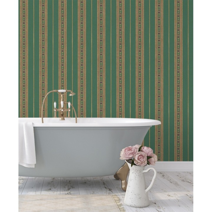 Papel pintado rayas con efecto bordado en relieve - Alexander Stripe 676430