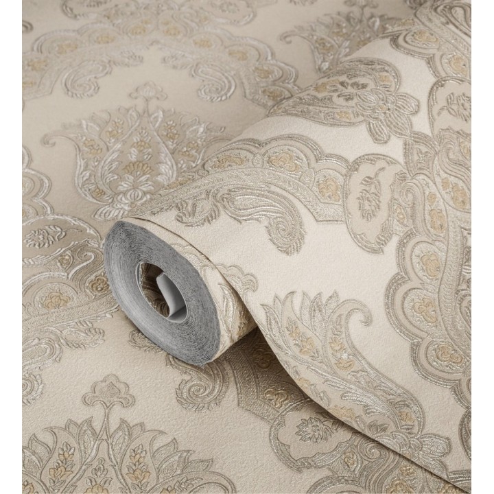 Papel pintado damasco hindú con efecto bordado en relieve - Alexander Damask 676431