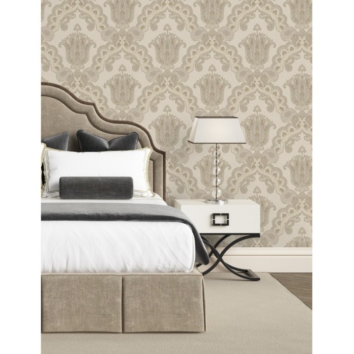 Papel pintado damasco hindú con efecto bordado en relieve - Alexander Damask 676431