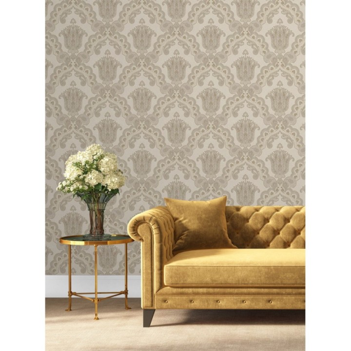 Papel pintado damasco hindú con efecto bordado en relieve - Alexander Damask 676431