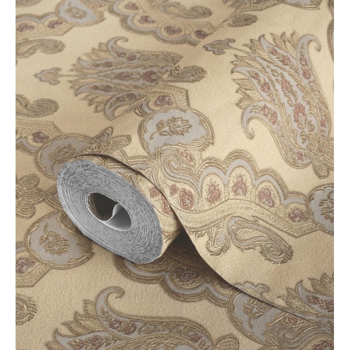 Papel pintado damasco hindú con efecto bordado en relieve - Alexander Damask 676432