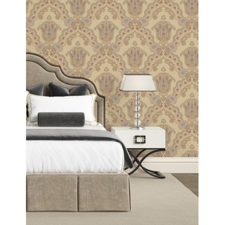 Papel pintado damasco hindú con efecto bordado en relieve - Alexander Damask 676432