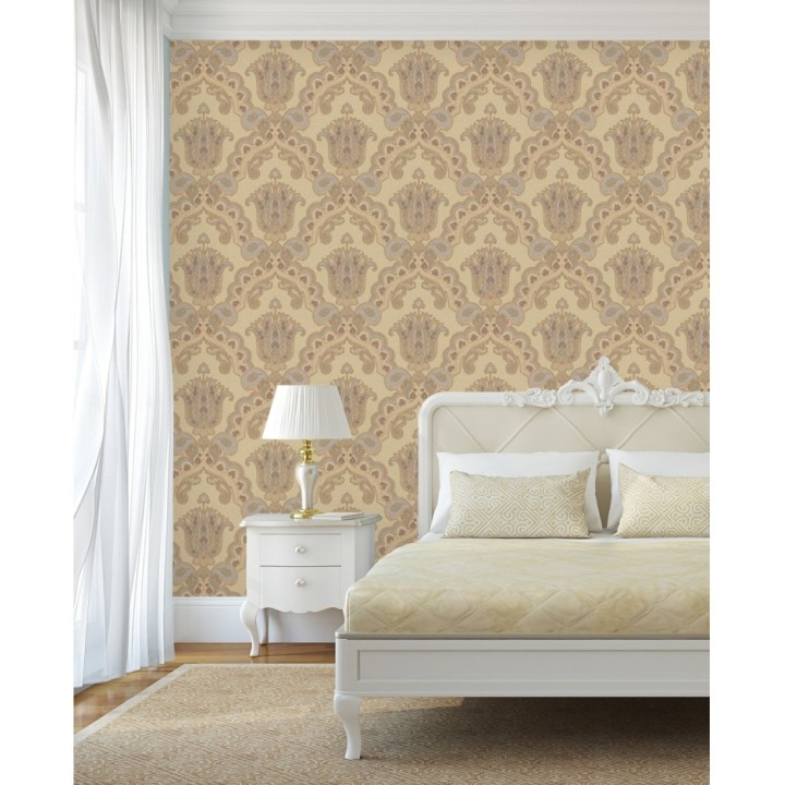 Papel pintado damasco hindú con efecto bordado en relieve - Alexander Damask 676432