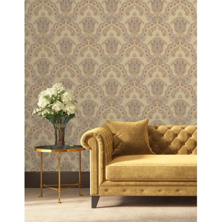Papel pintado damasco hindú con efecto bordado en relieve - Alexander Damask 676432