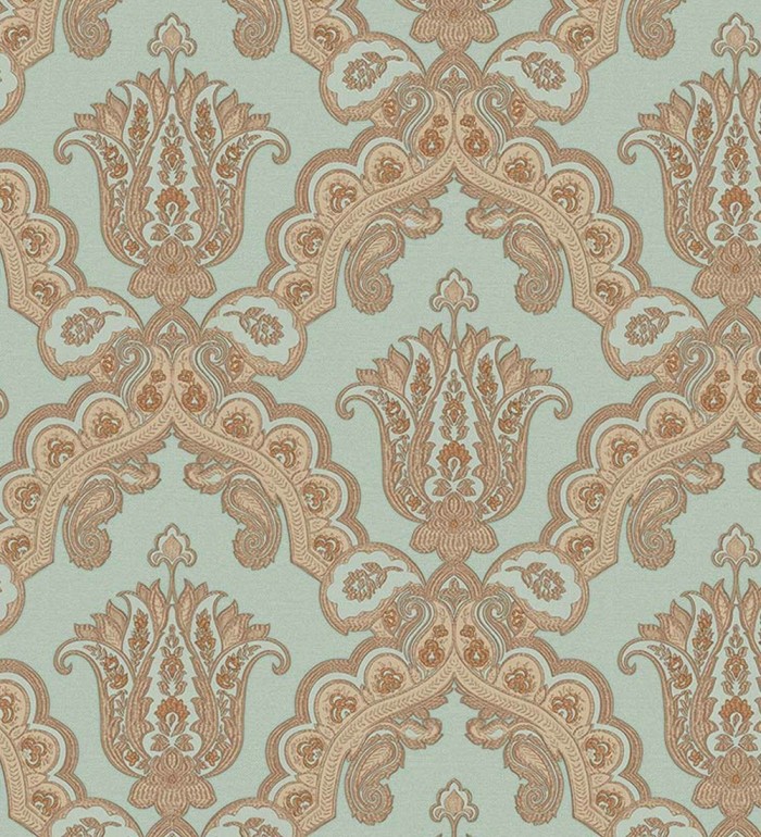 Papel pintado damasco hindú con efecto bordado en relieve - Alexander Damask 676433