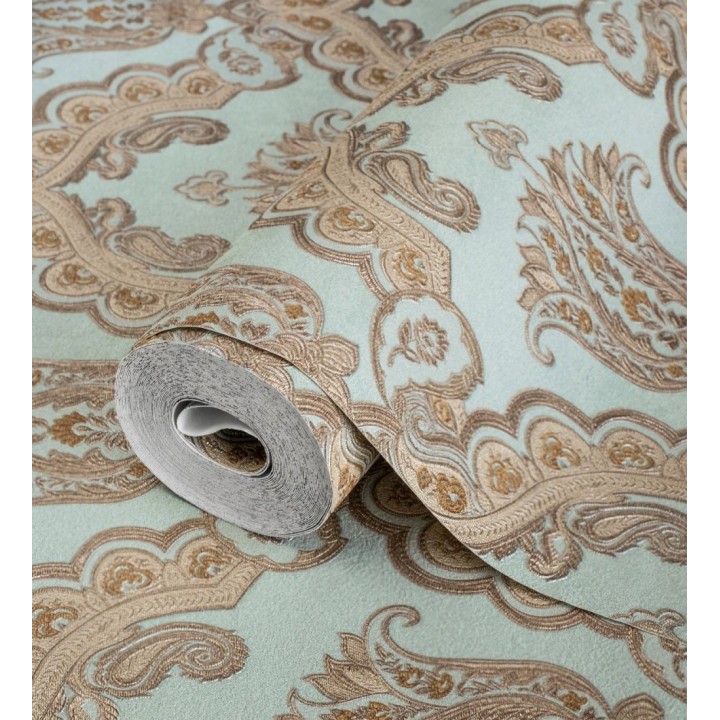 Papel pintado damasco hindú con efecto bordado en relieve - Alexander Damask 676433