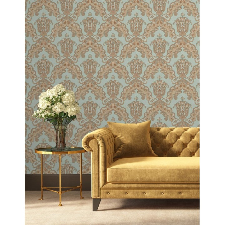 Papel pintado damasco hindú con efecto bordado en relieve - Alexander Damask 676433